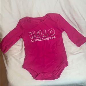 Pink Hello My Name Is Awesome onesie